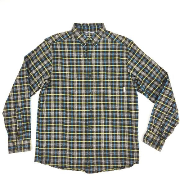 Columbia Flannel Shirt Size Small Green Plaid Earthy Grunge Omni Wick Outdoors - Picture 1 of 7